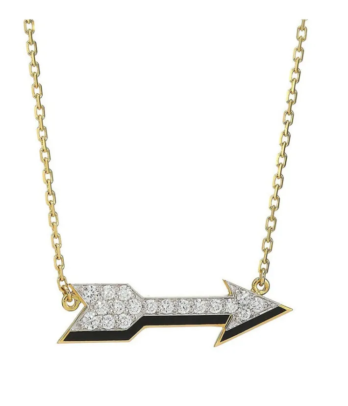 David Webb Necklaces*Arrow Necklace, Black Enamel