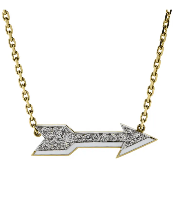 David Webb Necklaces*Arrow Necklace, White Enamel