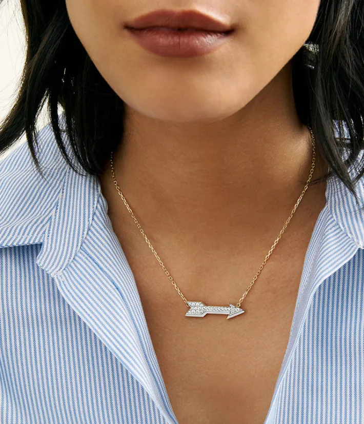David Webb Necklaces*Arrow Necklace, White Enamel