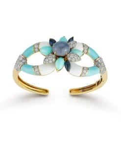 David Webb Bracelets*Asheville Bracelet, Light Blue Enamel, Turquoise, Diamonds