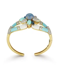 David Webb Bracelets*Asheville Bracelet, Light Blue Enamel, Turquoise, Diamonds