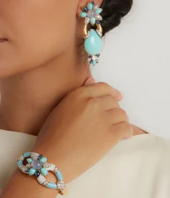 David Webb Earrings*Asheville Earrings, Hammered 18K Gold, Turquoise, Diamonds