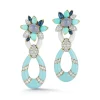 David Webb Earrings*Asheville Earrings, Light Blue Enamel, Turquoise, Diamonds