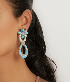 David Webb Earrings*Asheville Earrings, Light Blue Enamel, Turquoise, Diamonds