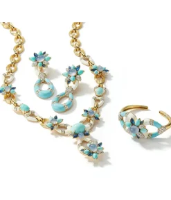 David Webb Earrings*Asheville Earrings, Light Blue Enamel, Turquoise, Diamonds