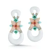 David Webb Earrings*Asheville Earrings, White Enamel, Pink Opal, Diamonds