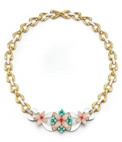 David Webb Necklaces*Asheville Necklace, White Enamel, Pink Opal, Diamonds