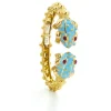 David Webb Bracelets*Baby Frog Bangle, Light Blue Enamel, Ruby