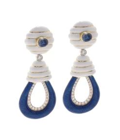 David Webb Earrings*Beehive Earrings, Sapphire