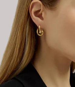 David Webb Earrings*Bent Nail Earrings, Hammered 18K Gold