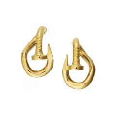 David Webb Earrings*Bent Nail Earrings, Polished 18K Gold