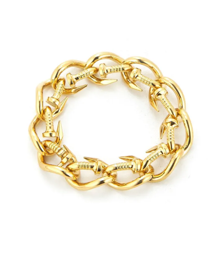 David Webb Bracelets*Bent Nail Link Bracelet, Polished 18K Gold
