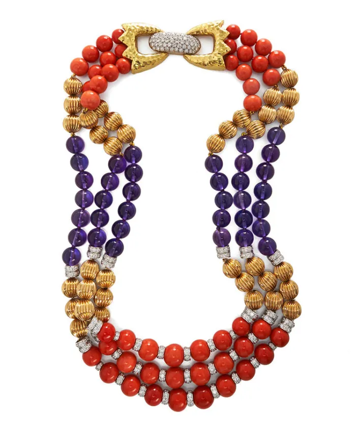 David Webb Necklaces*Bow Tie Triple Strand Necklace