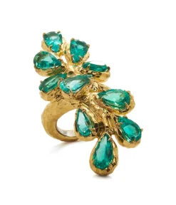 David Webb Rings*Branch Ring, Emerald