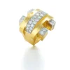 David Webb Rings*Bridge Ring, Diamonds, Hammered 18K Gold