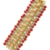 David Webb Bracelets*Brocade Bracelet, Hammered 18K Gold, Diamonds, Coral