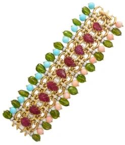 David Webb Bracelets*Brocade Bracelet, Ruby, Peridot, Turquoise, Coral