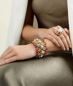 David Webb Bracelets*Brocade Bracelet, Turquoise, Coral, Amethyst