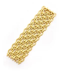 David Webb Bracelets*Brocade Wide Bracelet, Hammered 18K Gold