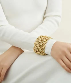 David Webb Bracelets*Brocade Wide Bracelet, Hammered 18K Gold