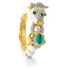 David Webb Bracelets*Bull Bracelet, White Enamel, Emerald