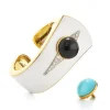 David Webb Bracelets*Button Cuff, White Enamel