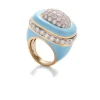 David Webb Rings*Cabana Ring, Light Blue Enamel