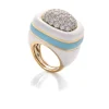 David Webb Rings*Cabana Ring, White and Light Blue Enamel