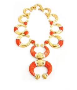 David Webb Necklaces*Celtic Crescent Necklace, Coral