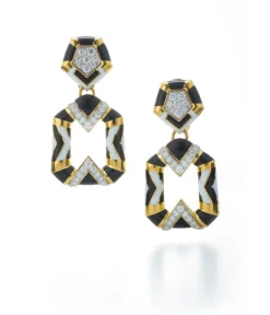 David Webb Earrings*Chevron Pentagon Earrings