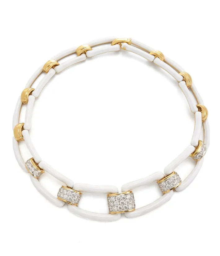 David Webb Necklaces*City Collar, White Enamel