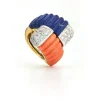 David Webb Rings*Crossover Ring, Coral, Lapis Lazuli