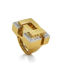 David Webb Rings*Cubist Ring, Hammered 18K Gold