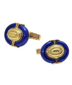 David Webb Cuff Links*Cuff Links, Blue Enamel