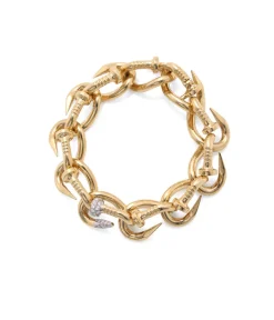 David Webb Bracelets*Diamond Tip Bent Nail Link Bracelet, Polished 18K Gold