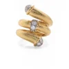 David Webb Rings*Diamond Tip Pipe Ring, Hammered 18K Gold