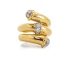 David Webb Rings*Diamond Tip Pipe Ring, Polished 18K Gold