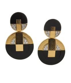 David Webb Earrings*Discus Earrings, Black Onyx