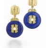 David Webb Earrings*Disk Earrings, Lapis