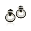 David Webb Earrings*Doorknocker Earrings, Black Enamel