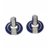 David Webb Earrings*Doorknocker Earrings, Blue Enamel, 24K Gold Dust
