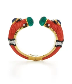 David Webb Bracelets*Double Chimera Bracelet, Coral and Emerald