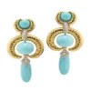 David Webb Earrings*Double Crescent Pear Drop Earrings, Turquoise