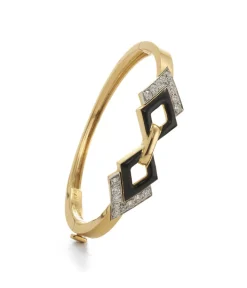David Webb Bracelets*Double Diamond Bracelet, Black Enamel
