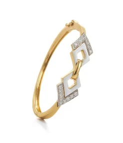 David Webb Bracelets*Double Diamond Bracelet, White Enamel