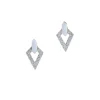 David Webb Earrings*Double Diamond Stud Earrings, White Enamel