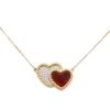 David Webb Necklaces*Double Heart Pendant Necklace, Red Enamel