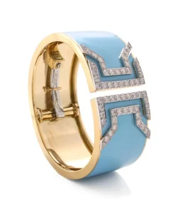 David Webb Bracelets*Electra Cuff, Light Blue Enamel