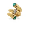 David Webb Rings*Emerald Pipe Ring, Polished 18K Gold