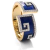 David Webb Bracelets*Enamel Scroll Cuff, Blue Enamel